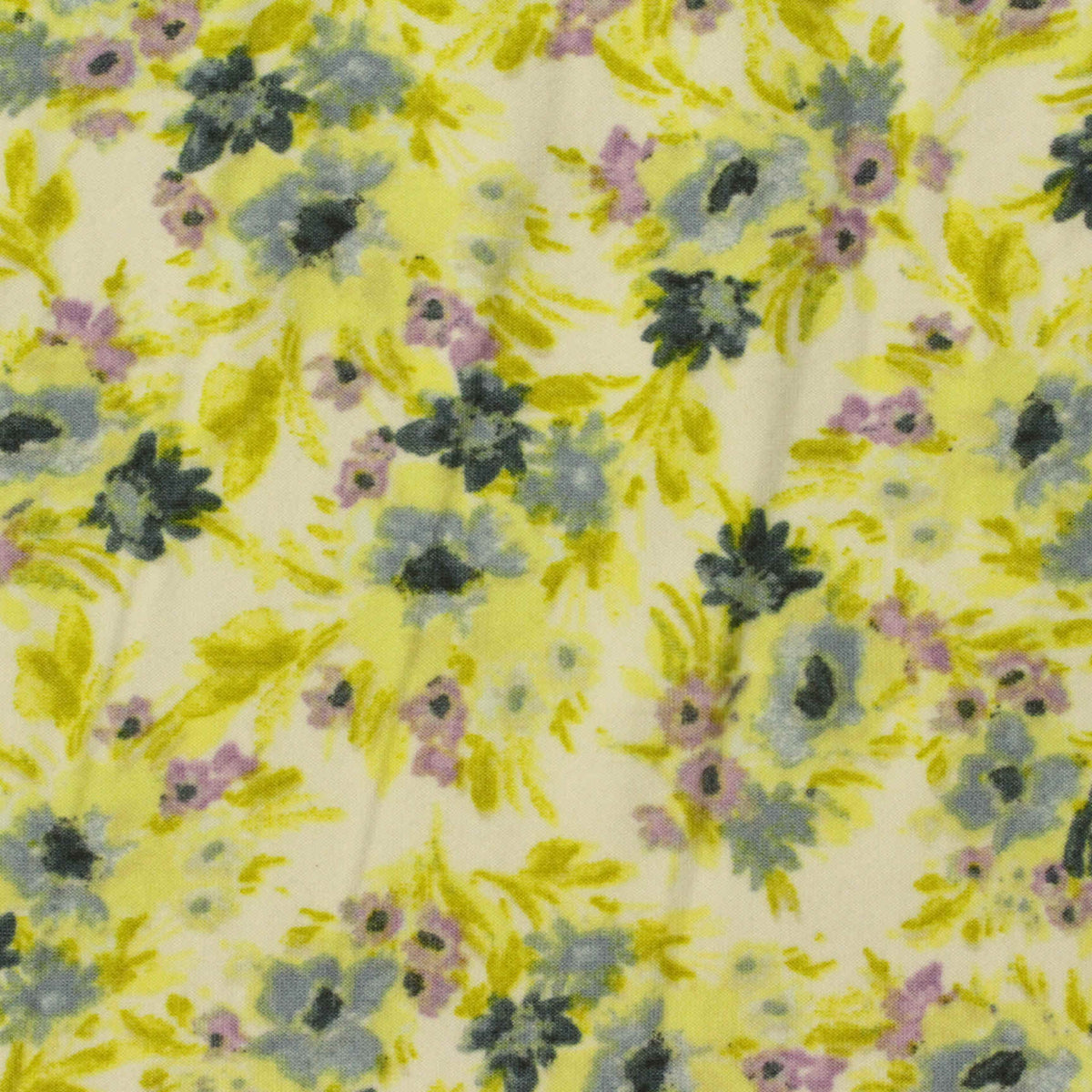 Yellow-Green Floral Milk Silk Knit, Polyester