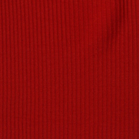 Cotton Viscose Stretch Rib Knit Fabric, 220 gsm, 132 cm — Red