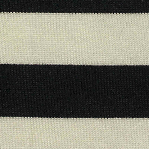 Black Horizontal-Stripe Ponte Knit, Viscose-Poly, 260 gsm