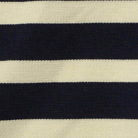 Navy Horizontal-Stripe Ponte Knit, Viscose-Poly, 280 gsm