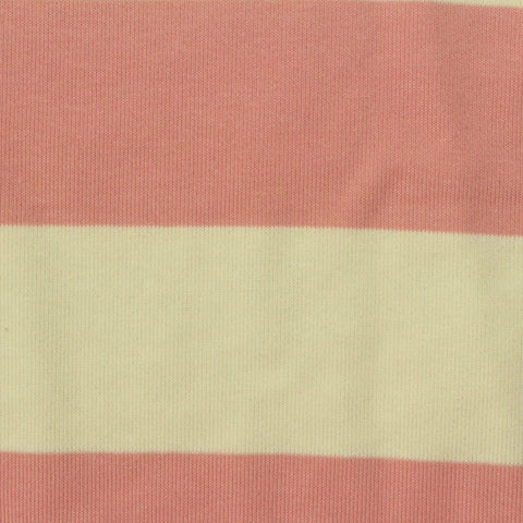 Pink Horizontal-Stripe French Terry, Poly-Cotton, 280 gsm