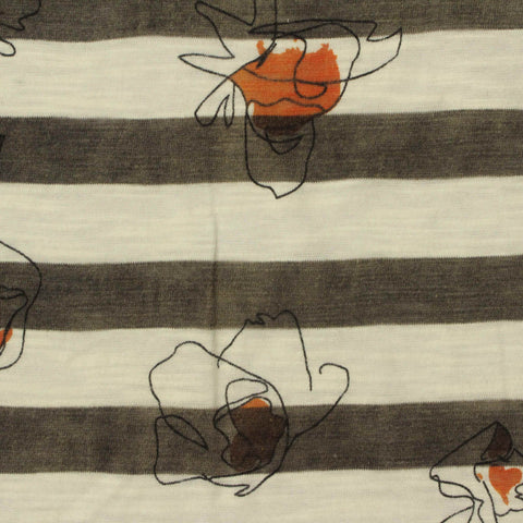 Black Floral Knit, Cotton, 135 gsm