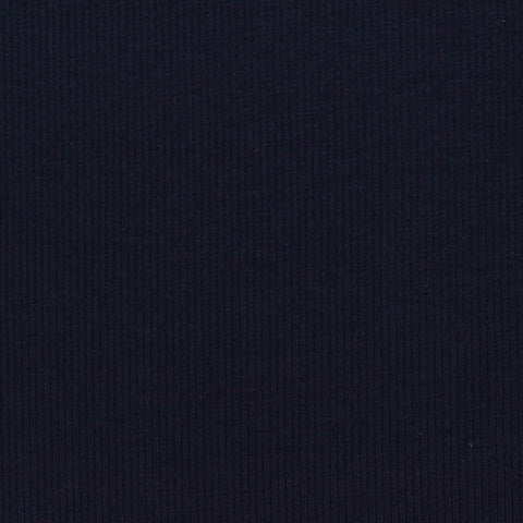 Cotton Polyester Stretch Rib Knit Fabric, 320 gsm, 152 cm — Navy