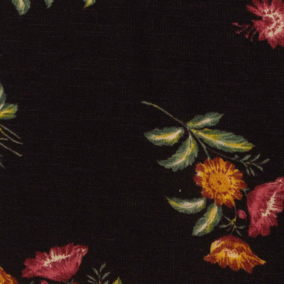 Red Floral Chunky Knit, Polyester, 185 gsm