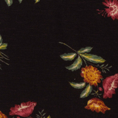 Red Floral Chunky Knit, Polyester, 185 gsm