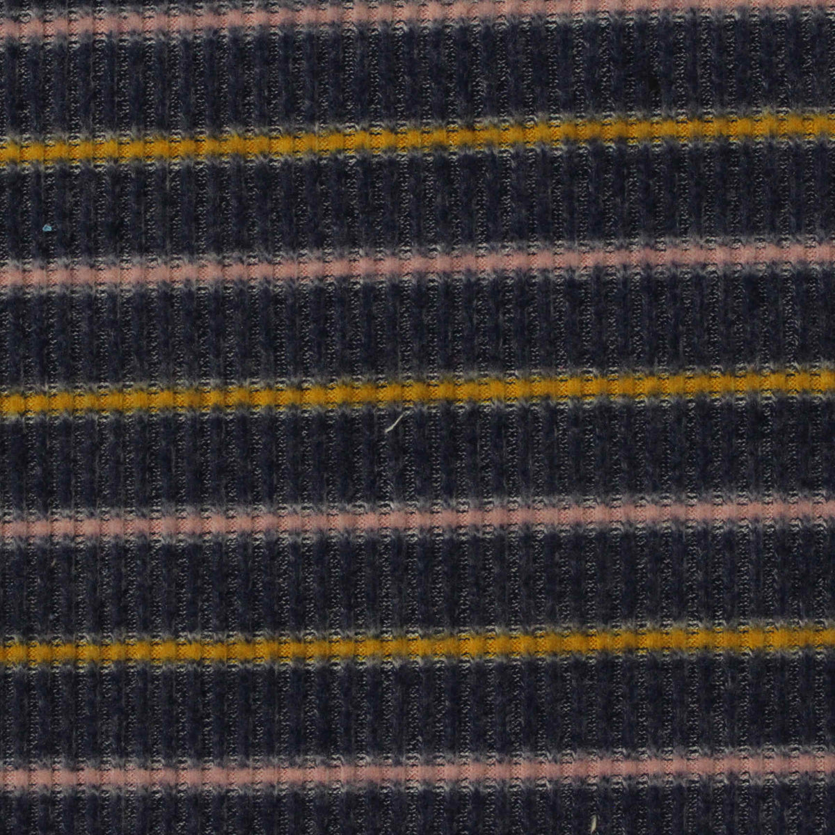 Dark Blue Horizontal-Stripe Rib Knit, Poly-Viscose, 290 gsm