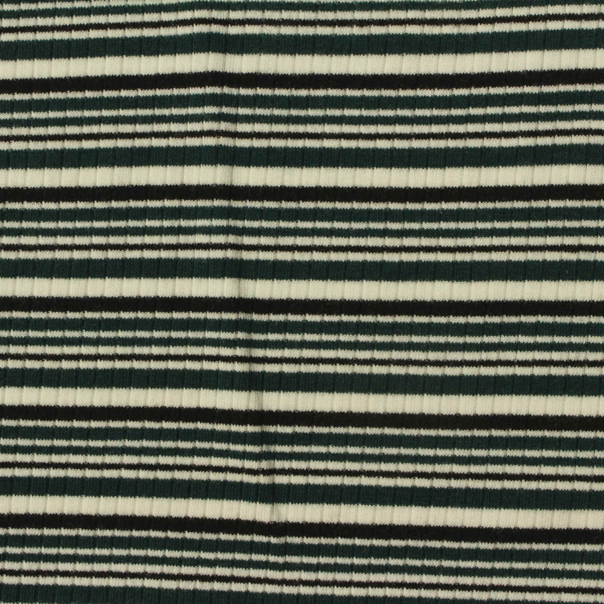Dark Green Horizontal-Stripe Rib Knit, Viscose