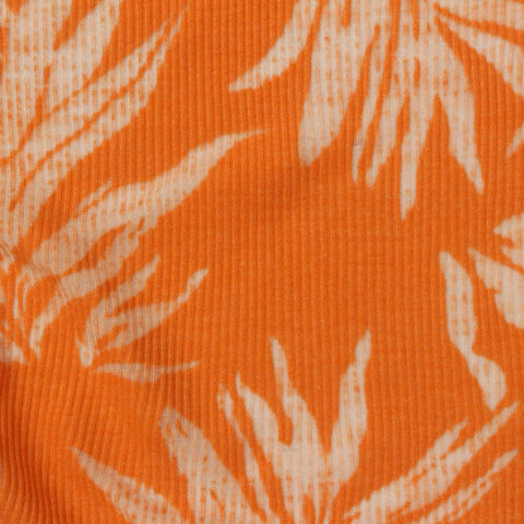 White Leaf Rib Knit, Cotton-Poly