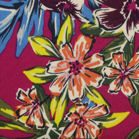 Orange Floral Linen-Look, Viscose