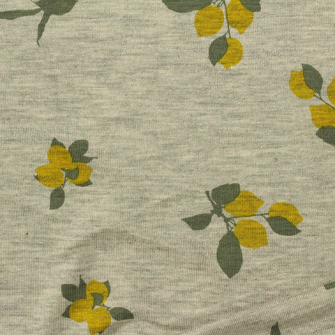 Yellow Leaves Jersey Knit, Viscose, 210 gsm