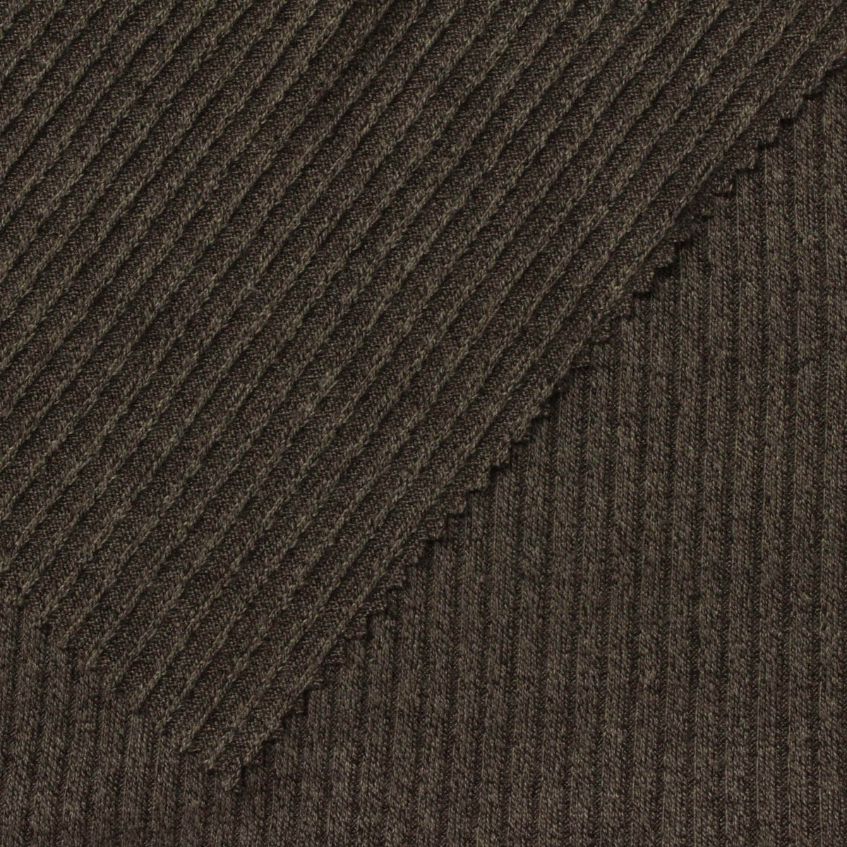 Polyester Viscose Stretch Rib Knit Fabric, 268 gsm, 163 cm — Brown