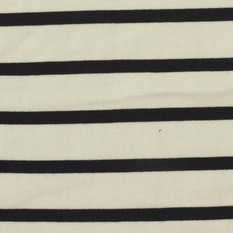 Black Horizontal-Stripe Jersey Knit, Cotton, 195 gsm, 165 cm