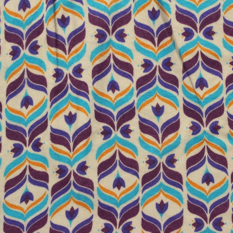 Purple Floral Jersey Knit, Viscose, 175 gsm