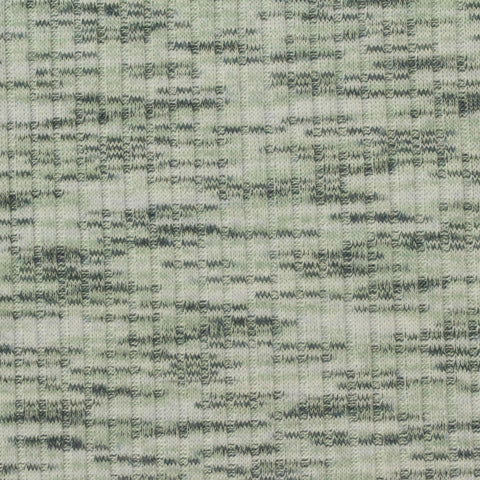 Dark Green-Grey Fine-Marl Rib Knit, Poly-Viscose