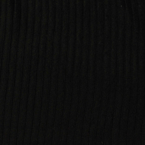 Brushed Polyester Stretch Rib Knit Fabric, 195 gsm — Black