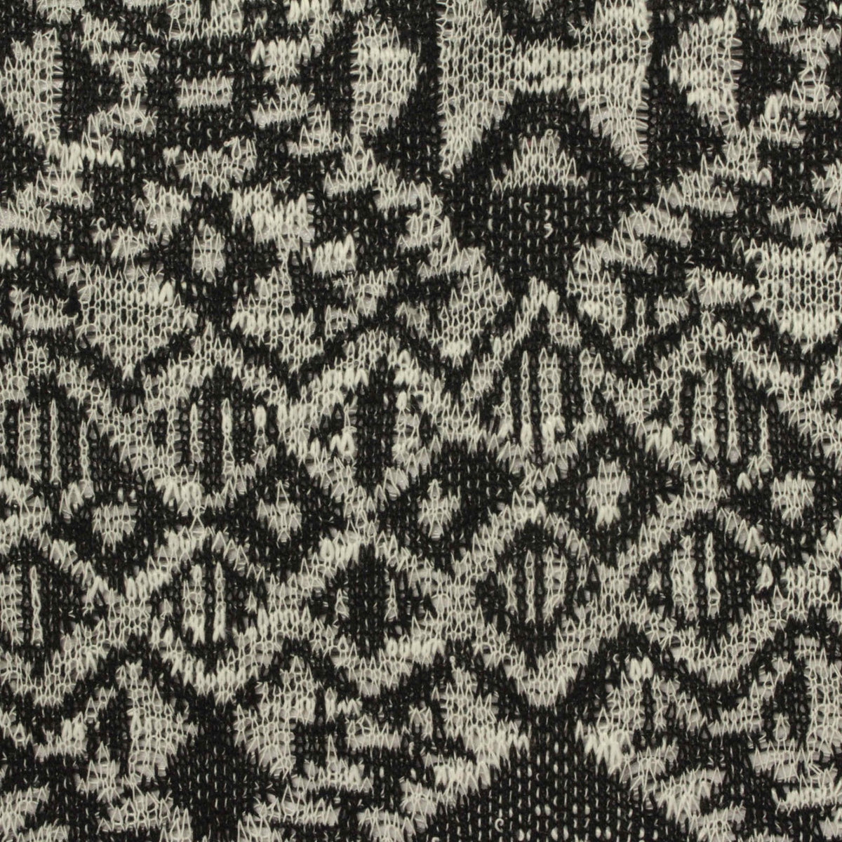 Black Geometric Chunky Knit, Polyester, 225 gsm