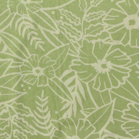 Light Green Floral Jersey Knit, Spandex