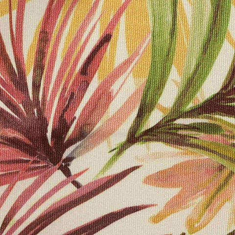 Red Tropical-Leaf Jersey Knit, Polyester