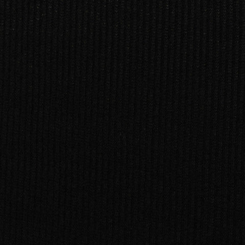 Brushed Polyester Stretch Rib Knit Fabric, 230 gsm — Black, ref EF-238899