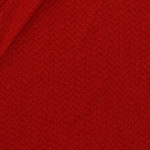 Red Tone-on-Tone Chevron Jacquard, Poly-Viscose