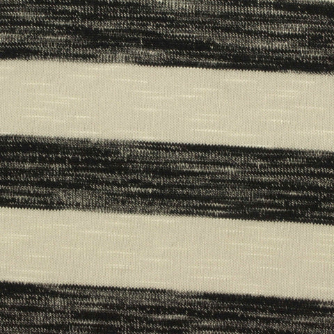 Heathered Black Horizontal-Stripe Chunky Knit, Viscose-Poly