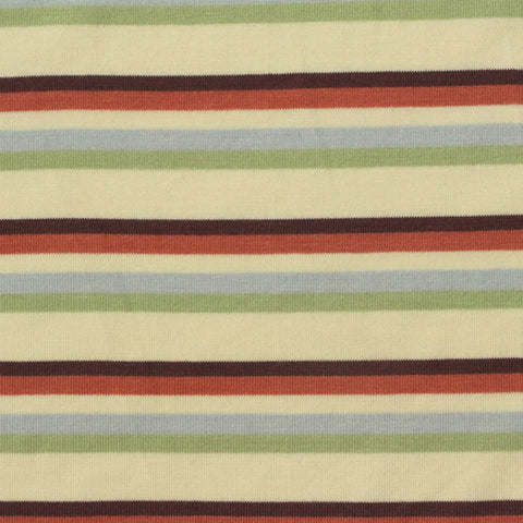 Cream Horizontal-Stripe Jersey Knit, Viscose, 200 gsm