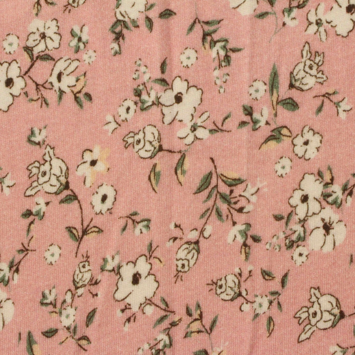 White Floral Rib Knit, Cotton, 190 gsm