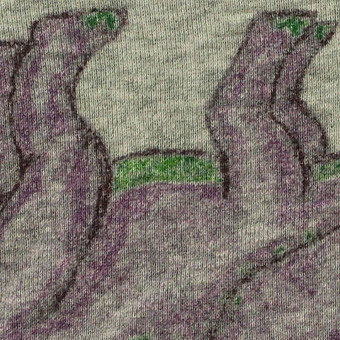 Green Cartoon-Dinosaur Rib Knit, Cotton