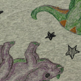 Green Cartoon-Dinosaur Rib Knit, Cotton