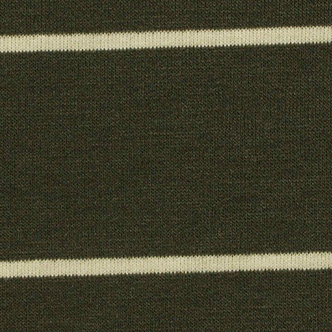 Dark Green Horizontal-Stripe French Terry, Poly-Viscose