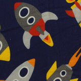 Printed Washed 100% Cotton Rib Knit Fabric, 175 gsm — Navy