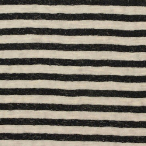 Black Horizontal-Stripe Rib Knit, Poly-Cotton, 130 gsm