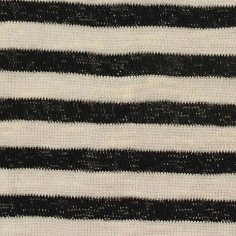Black Horizontal-Stripe Rib Knit, Poly-Cotton, 130 gsm