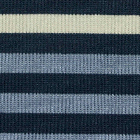 Dark Blue Horizontal-Stripe Ponte Knit, Poly-Viscose