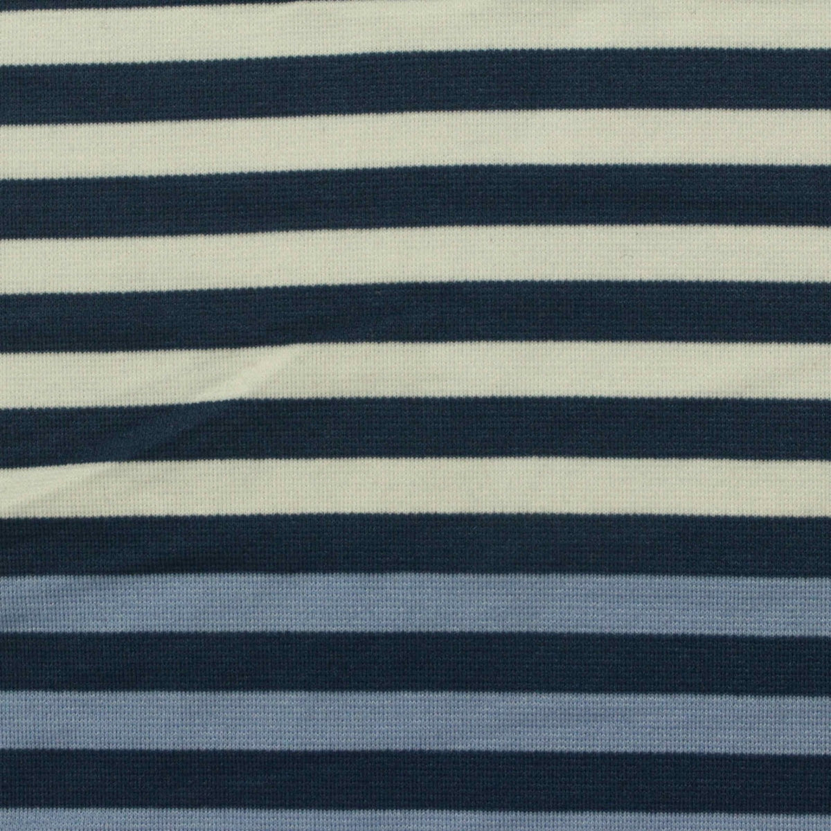 Dark Blue Horizontal-Stripe Ponte Knit, Poly-Viscose