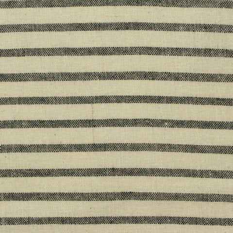 Black Horizontal-Stripe Woven, Cotton-Poly