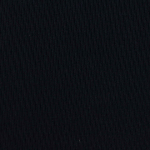 Polyester Cotton Blend Rib Knit Fabric, 340 gsm — Black