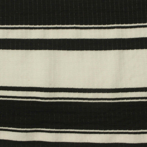 Black Horizontal-Stripe Knit, Poly-Viscose, 188 gsm