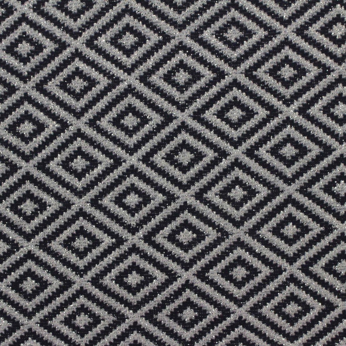 Black Geometric-Diamond Jacquard, Poly-Viscose