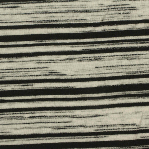 Black Horizontal-Stripe Crepe, Poly-Viscose