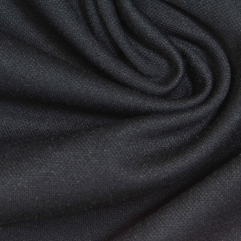 Polyester Viscose Piqué Knit Fabric, 315 gsm, 150 cm — Black