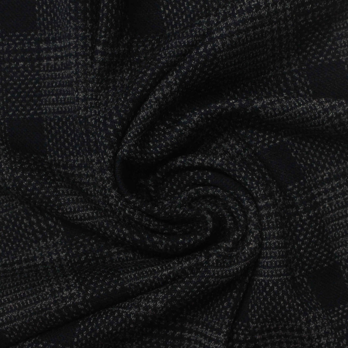Dark Grey Plaid Jacquard, Viscose-Poly, 245 gsm