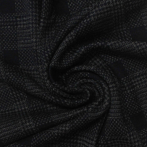 Dark Grey Plaid Jacquard, Viscose-Poly, 245 gsm