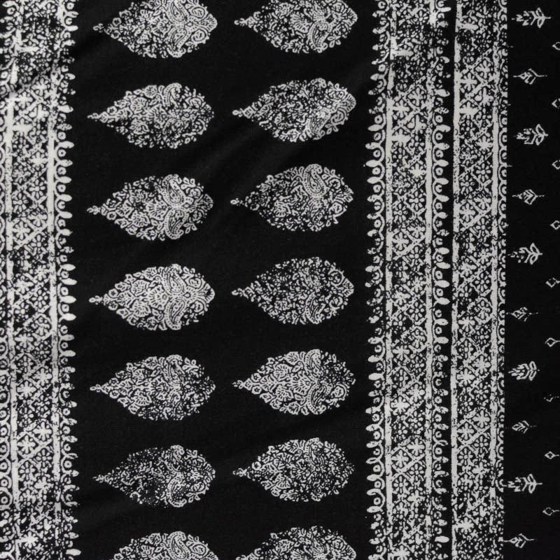 White Paisley Jersey Knit, Viscose
