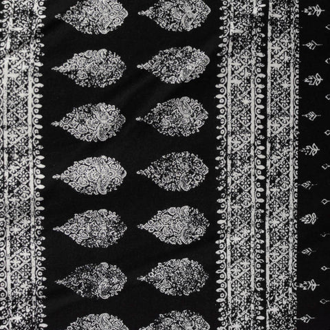 White Paisley Jersey Knit, Viscose
