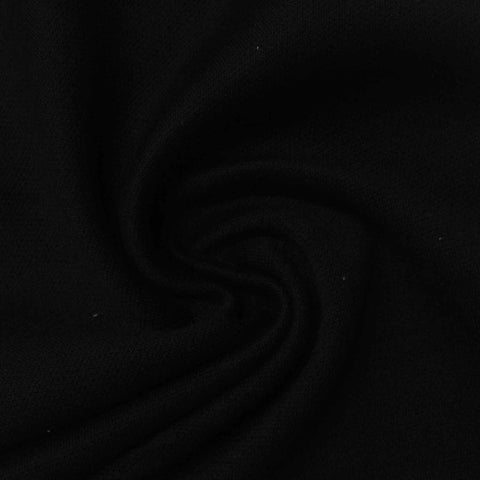 Polyester Cotton Scuba Knit Fabric, 380 gsm, 160 cm — Black