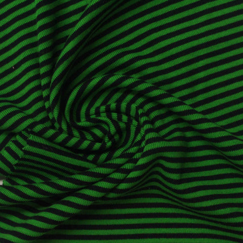 Green Horizontal-Stripe Rib Knit, 230 gsm