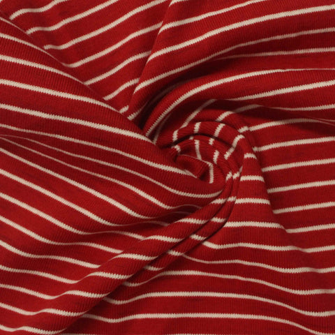 Red Horizontal-Stripe Rib Knit, 235 gsm