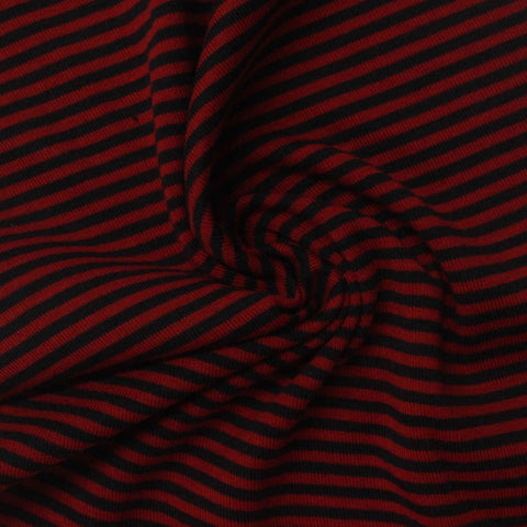 Red Horizontal-Stripe Rib Knit, 240 gsm