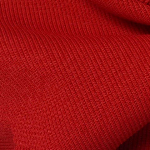Polyester Stretch Rib Knit Fabric, 380 gsm — Red, ref EF-240301